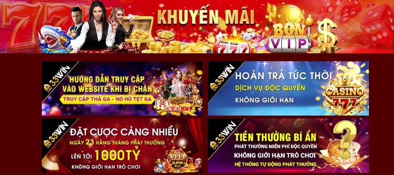 Top khuyến mãi hot nhất đang được 33win áp dụng